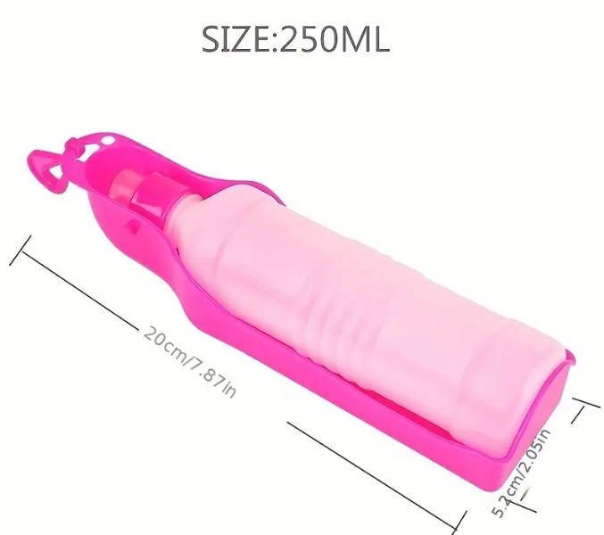 Gourde eau pour chien portable 250 ml rose