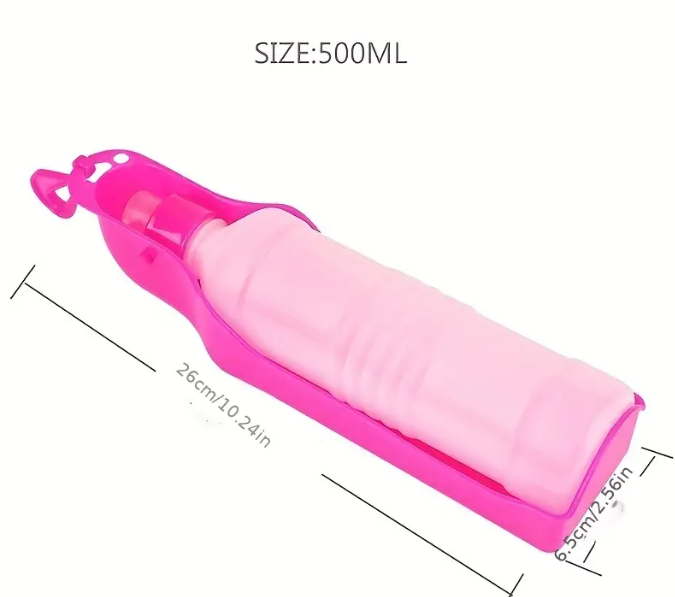 Gourde eau pour chien portable 500 ml rose