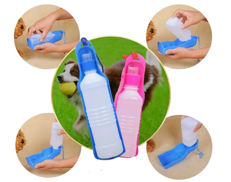 Gourde eau pour chien portable 500 ml rose
