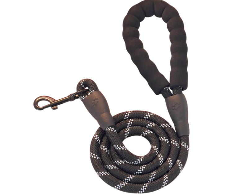 Laisse nylon pour chien réfléchissante noire