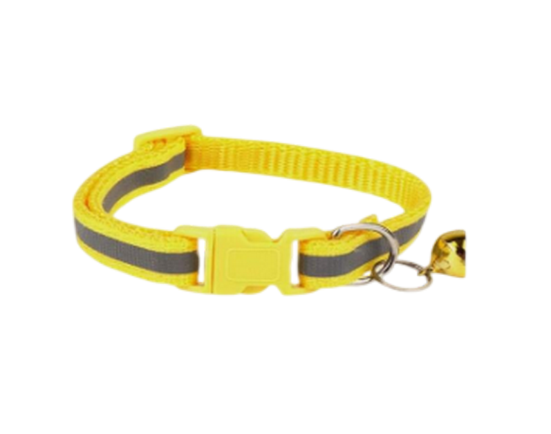 Collier pour chat jaune réflechissant et sa petite clochette