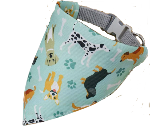 Bandana motif dessin animé pour chien bleu