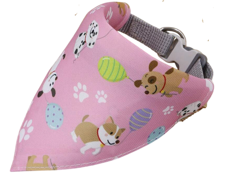 Bandana motif dessin animé pour chien rose