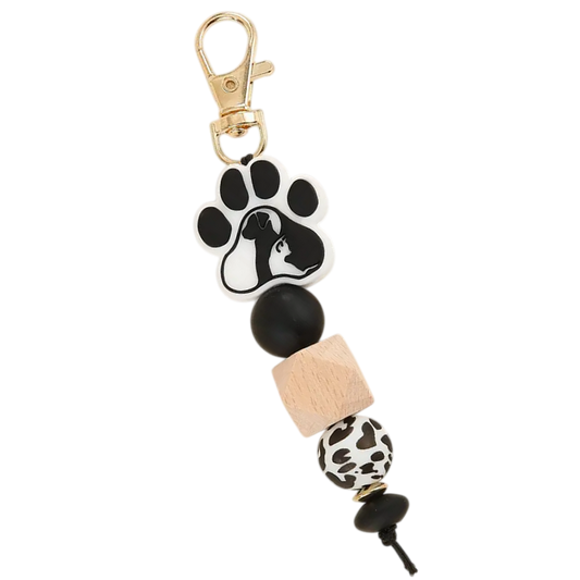 Porte-clés en forme de cœur avec motif de patte de chat motif chien et chat