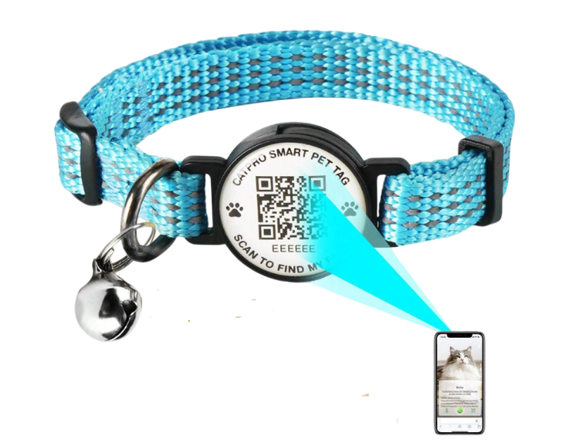 Collier anti-perte avec traqueur pour chat Catpro coloris bleu