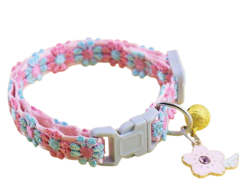 Collier pour chat florales avec breloque fleur