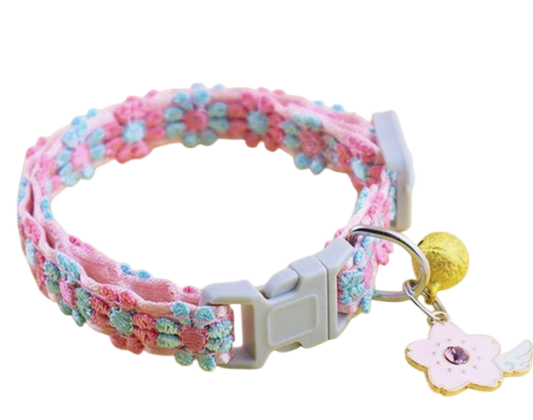 Collier pour chat florales avec breloque fleur