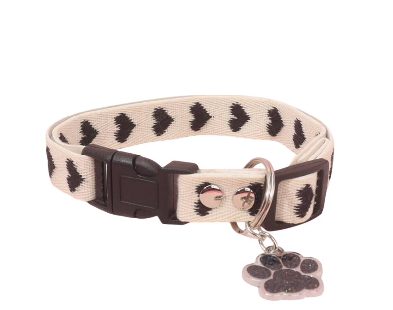 Collier pour chien motif de cœur noir avec sa petite plaque