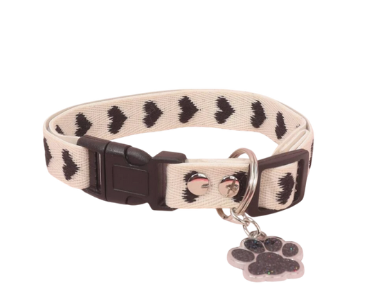 Collier pour chien motif de cœur noir avec sa petite plaque