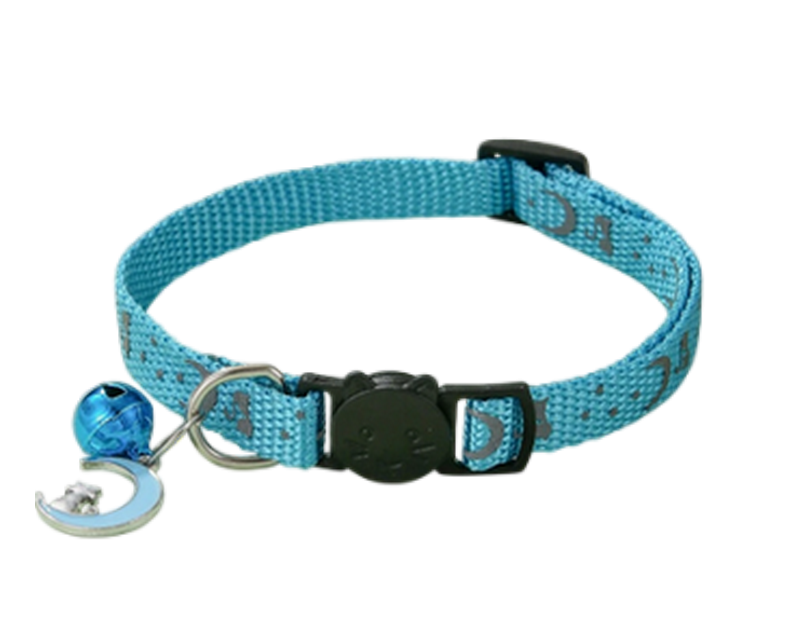 Collier pour chat réfléchissant motif lune coloris au choix