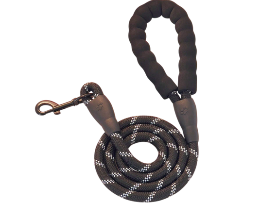 Laisse nylon pour chien réfléchissante noire